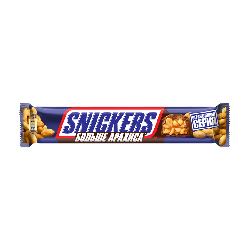 Snickers, «Больше арахиса» шоколадный батончик, 80 г