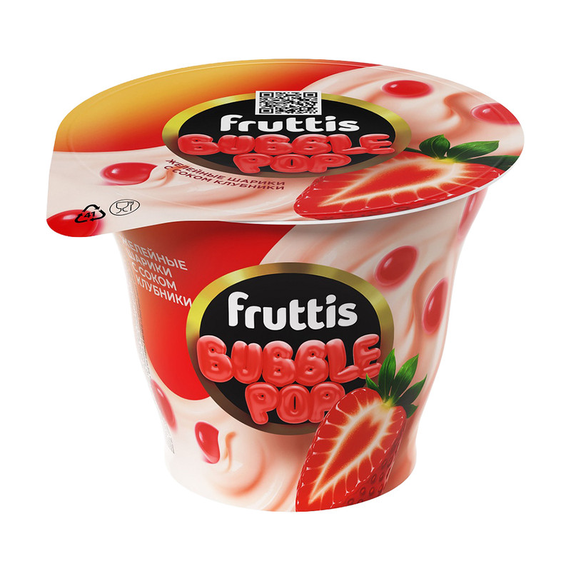 Продукт йогуртный «Bubble Pop», fruttis, 180 г, БЗМЖ, 4,4%, клубника