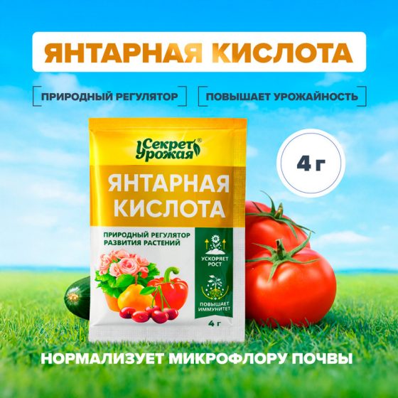 Янтарная кислота, Секрет урожая, 4 г