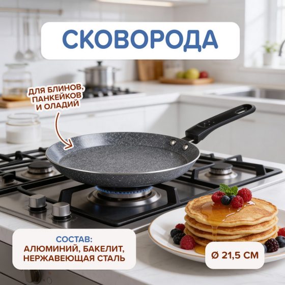 Сковорода, O’Kitchen, 21,5 см, в ассортименте