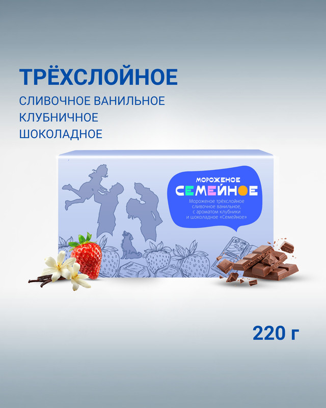 Мороженое сливочное «Семейное», Айсберри, 220 г