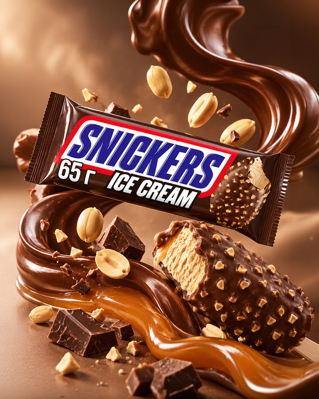 Мороженое эскимо, SNICKERS, 65 г