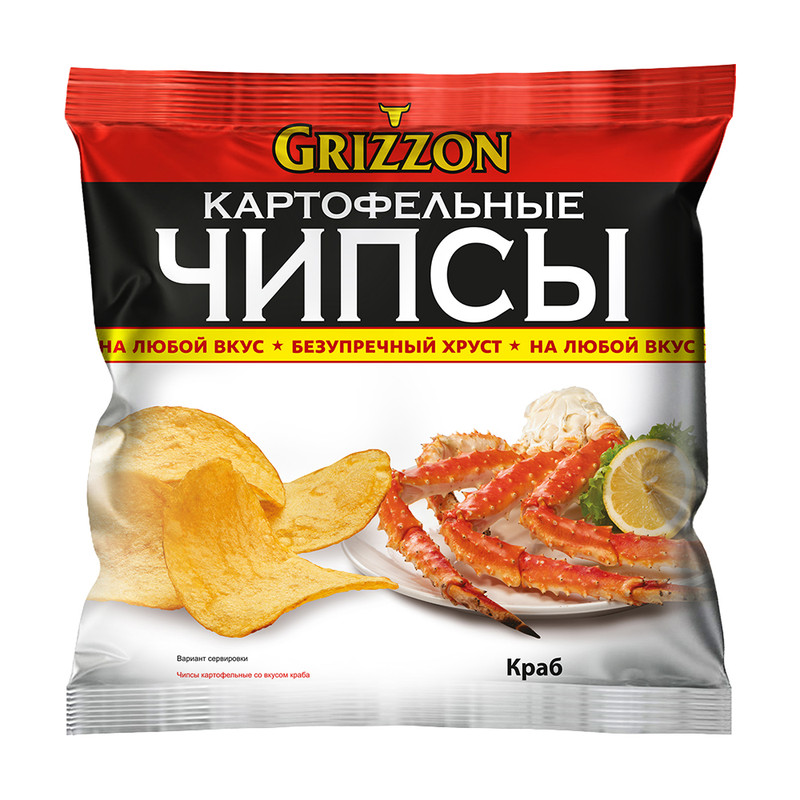 Чипсы картофельные, Grizzon, со вкусом краба, 150 г