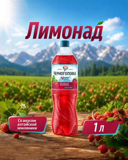Лимонад, Черноголовка, земляника, 1 л