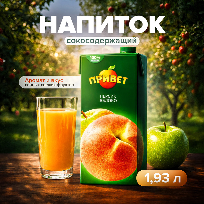 Напиток сокосодержащий, Привет, 1,93 л, в ассортименте