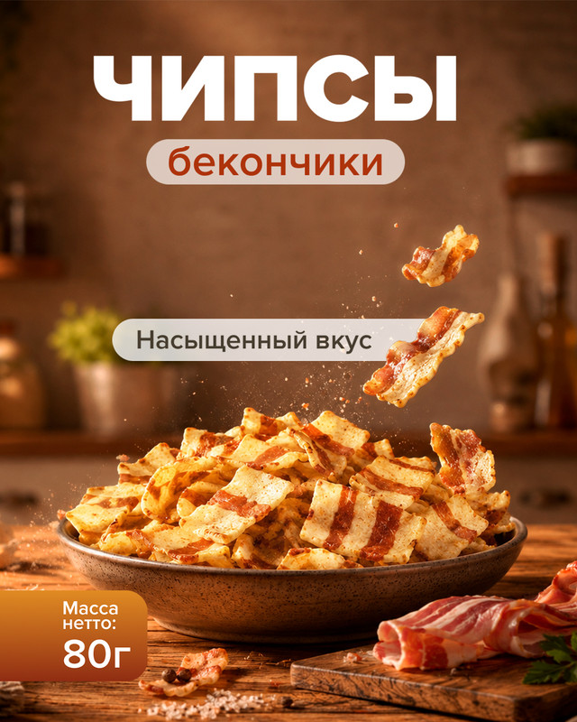 Чипсы «Бекончики», Multi Chips, 80 г