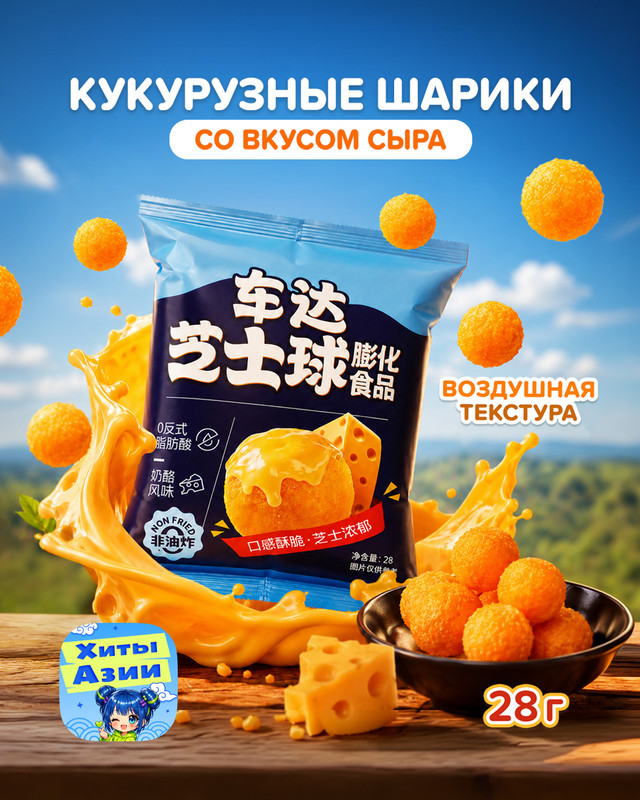 Кукурузные шарики со вкусом сыра, 28 г