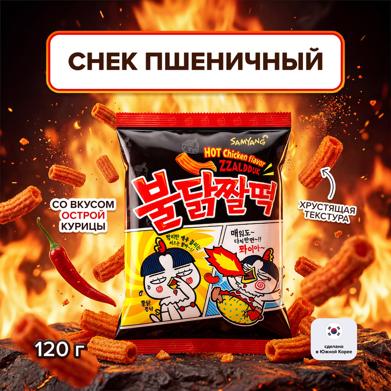 Снек пшеничный, SAMYANG, со вкусом острой курицы, 120 г