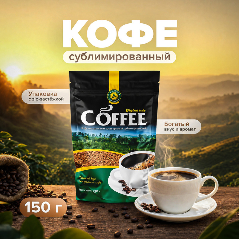 Кофе растворимый сублимированный, Coffee, 150 г
