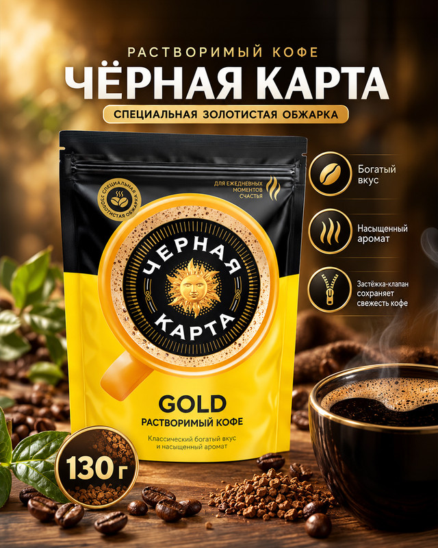 Кофе растворимый «Gold», Чёрная Карта, 130 г