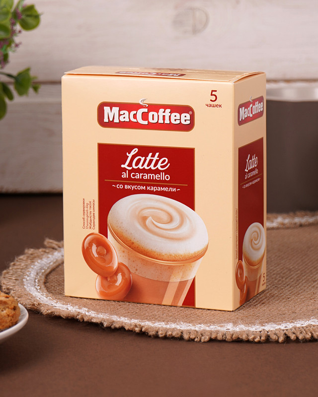 Напиток кофейный растворимый (3 в 1) «Latte», MacCoffee, со вкусом карамели, 110 г