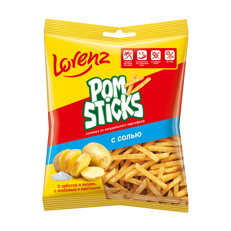 Чипсы картофельные соломкой «Pomsticks», Lorenz, 38 г, в ассортименте