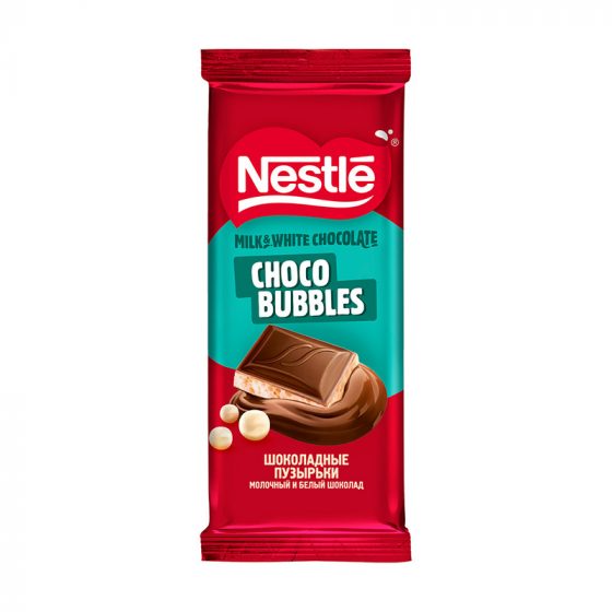 Шоколад молочный и белый «Choco Bubbles», Nestle, 75 г