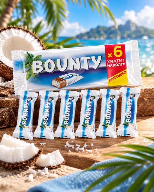 Батончик шоколадный, Bounty, 165 г