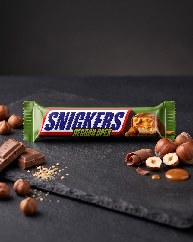 Шоколадный батончик, Snickers, лесной орех, 81 г