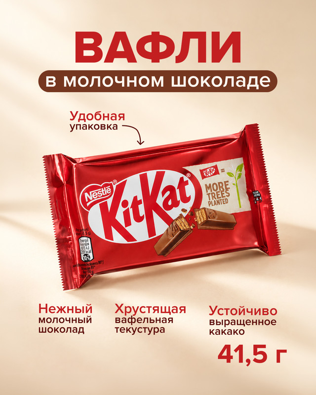 Вафли в молочном шоколаде, KitKat, 41,5 г