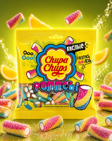 Мармелад «Роллсы», Chupa Chups, апельсин/лимон, 100 г