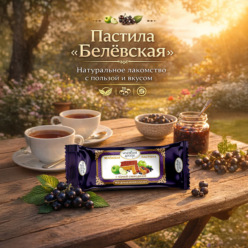 Пастила «Белёвская», Белёвский десерт, без сахара, 55 г, в ассортименте