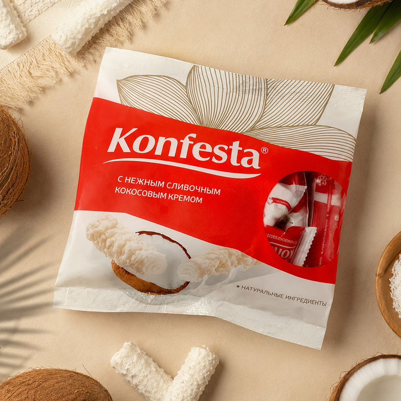 Конфеты с кокосовой начинкой, Konfesta, 180 г