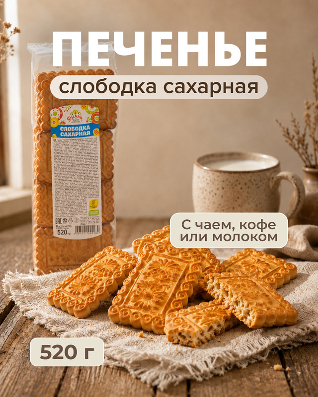 Печенье «Слободка сахарная», Дымка, 520 г