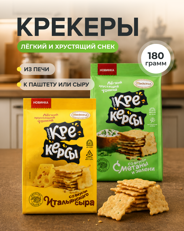Крекер «Крекерсы», 180 г, в ассортименте