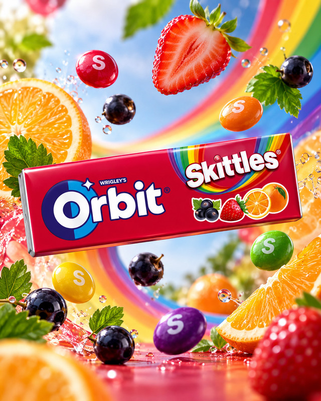 Жевательная резинка «Фруктовые вкусы Skittles», Орбит, 13,6 г