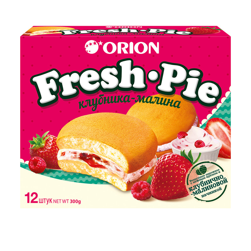 Бисквитное пирожное «Fresh Pie», ORION, 12 шт., 300 г, в ассортименте