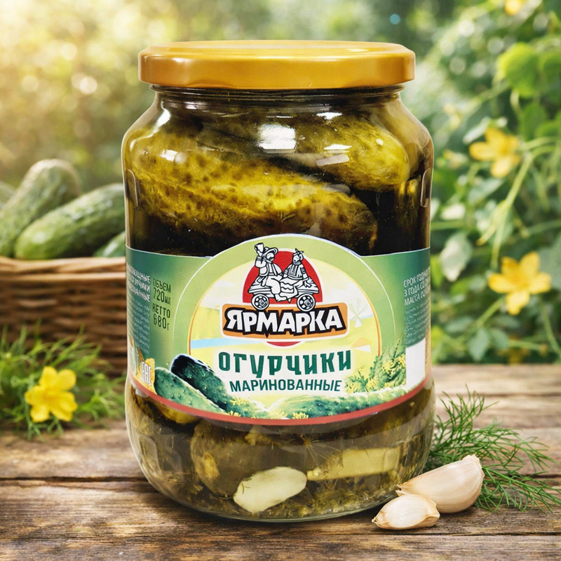 Огурцы маринованные, Ярмарка, 720 мл