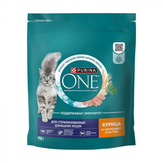 Сухой корм для стерилизованных кошек, Purina One, 950 г, курица