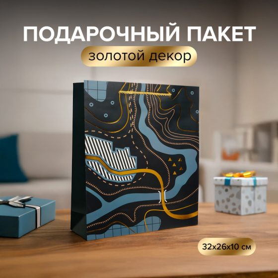 Пакет подарочный, Men’s Direction, 32х26х10 см, в ассортименте