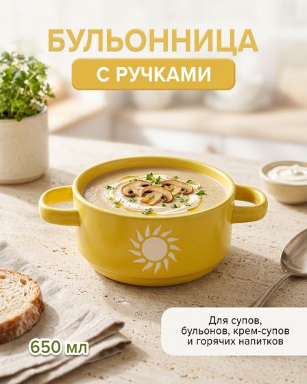 Бульонница с ручками, O’Kitchen, 650 мл, в ассортименте