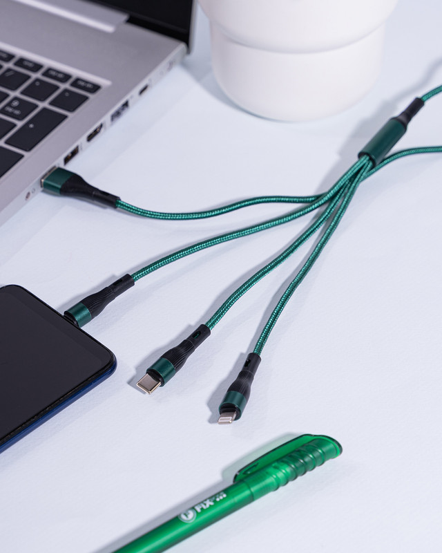 Кабель USB 3 в 1, FLARX, с функцией зарядки, в ассортименте