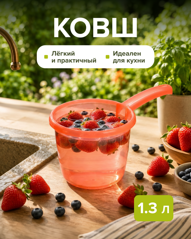 Ковш, Phibo, 1,3 л, в ассортименте