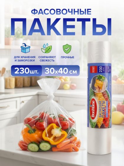 Пакеты фасовочные, BonHome, 30х40 см