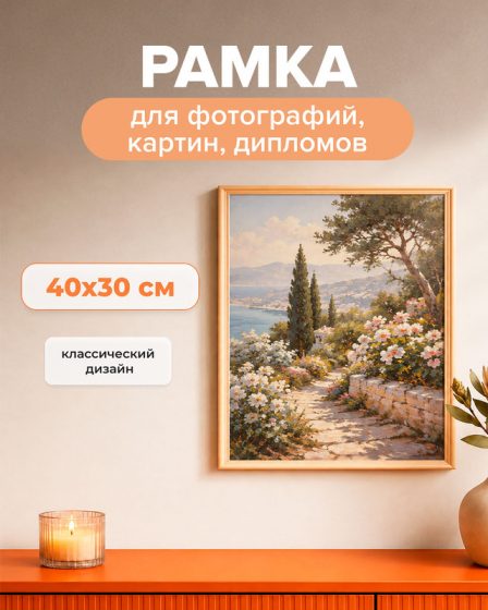 Рамка для фотографий, картин, дипломов, 40х30 см, в ассортименте