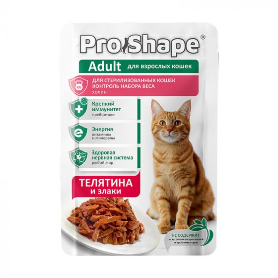 Корм консервированный полнорационный, ProShape, с телятиной, 75 г