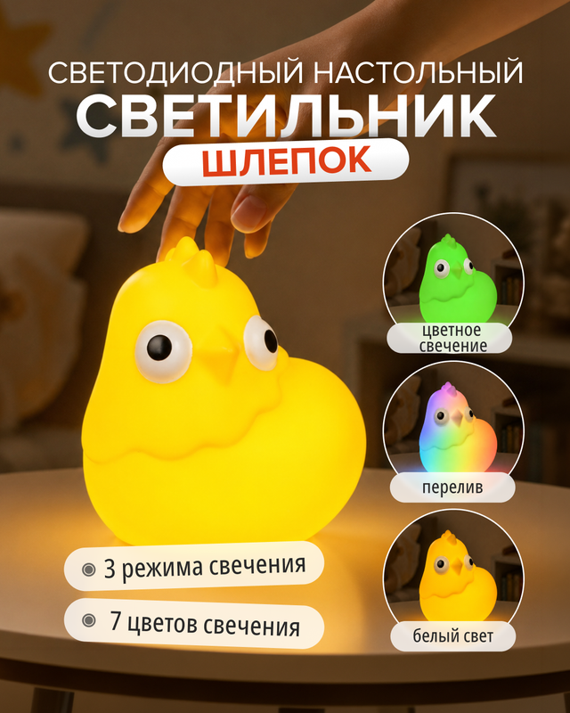 Светильник светодиодный настольный «Шлепок», PrankBank, в ассортименте