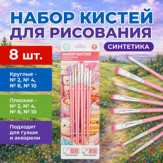 Набор кистей для рисования, Kid`s Fantasy, 8 шт., в ассортименте