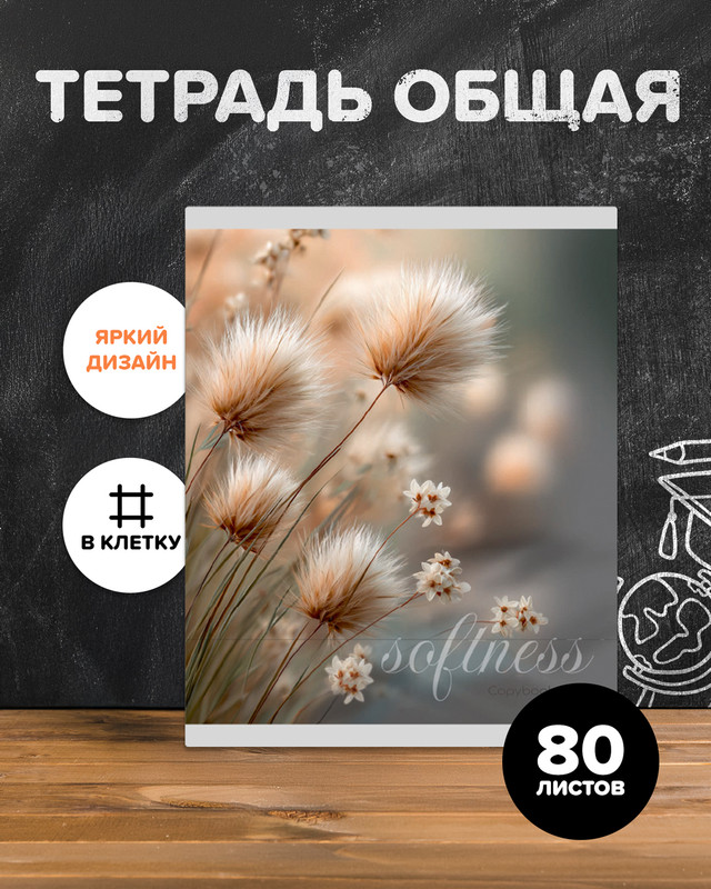 Тетрадь общая, А5, 80 листов, клетка, в ассортименте