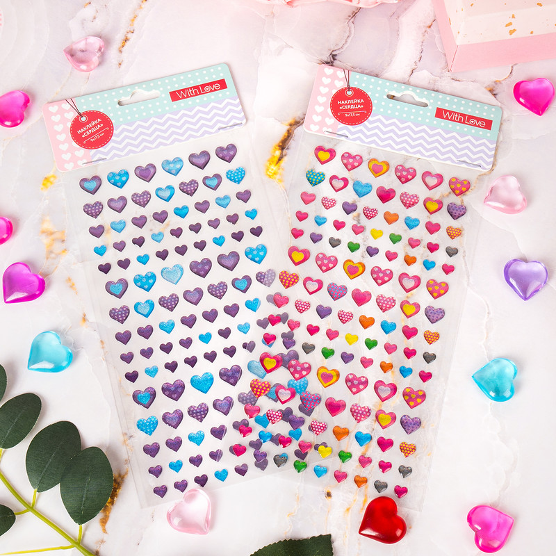 Наклейка «Сердца», With Love, 17,5х9 см, в ассортименте