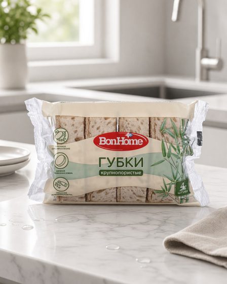 Губки крупнопористые, BonHome, 4 шт., в ассортименте