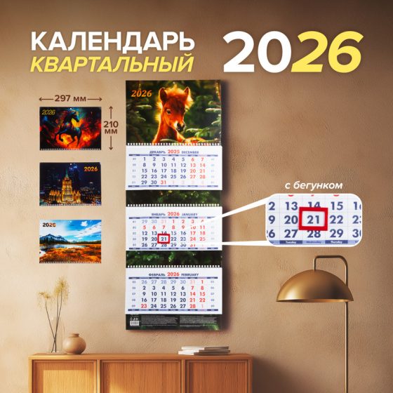 Календарь квартальный 2026, в ассортименте