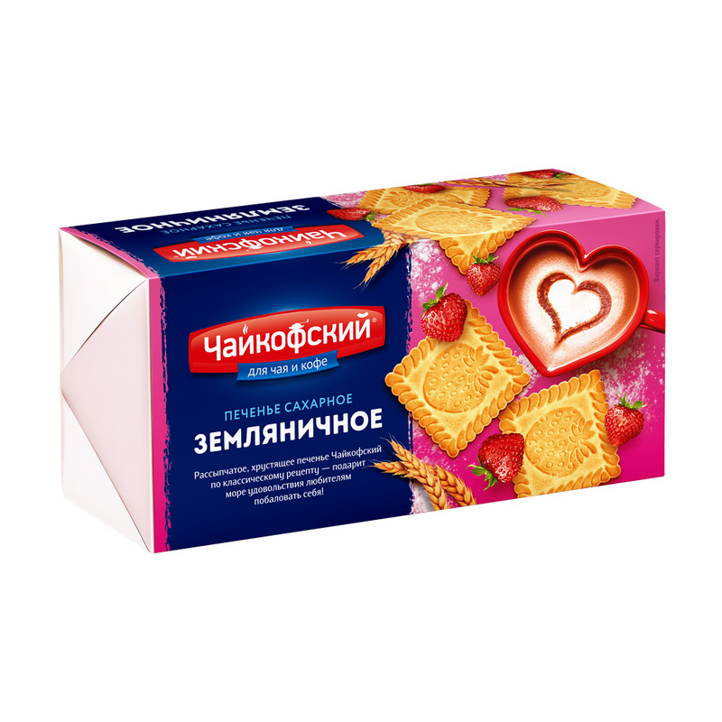 Печенье сахарное «Земляничное», Чайкофский, 100 г