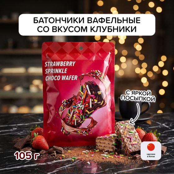 Батончики вафельные со вкусом клубники, 105 г