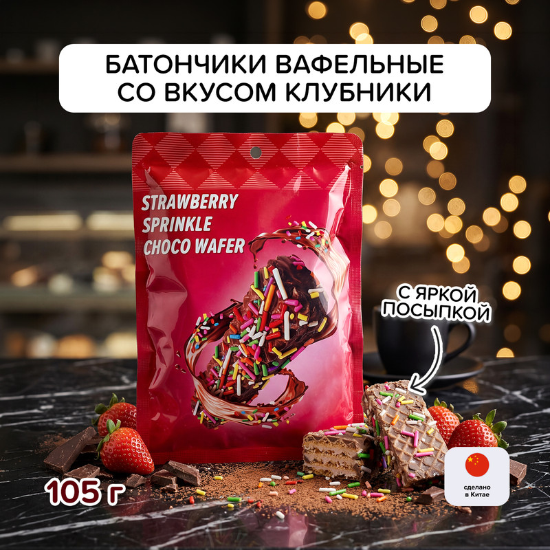 Батончики вафельные со вкусом клубники, 105 г