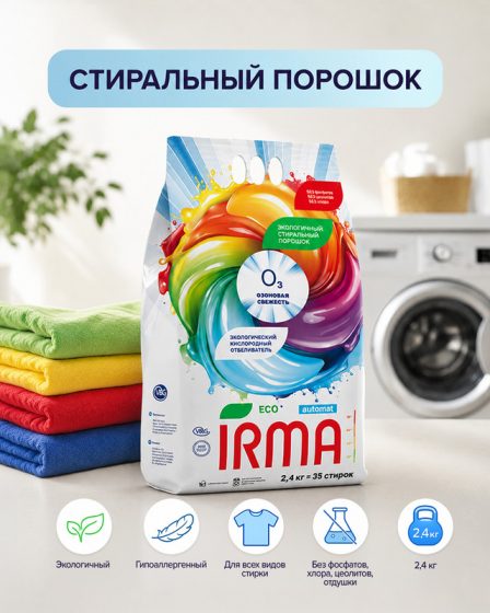 Экологичный стиральный порошок «Automat», IRMA, 2,4 кг