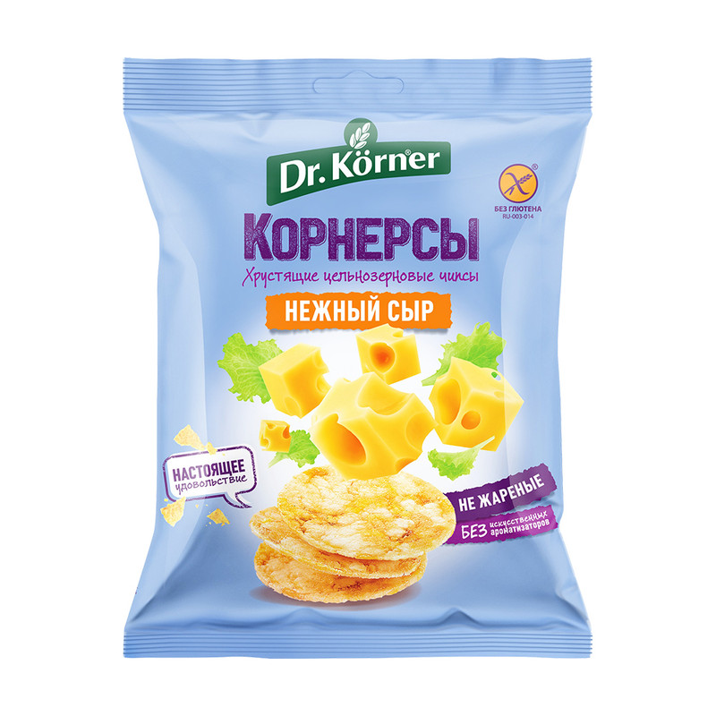 Чипсы цельнозерновые «Корнерсы», Dr.Korner, сыр, 50 г