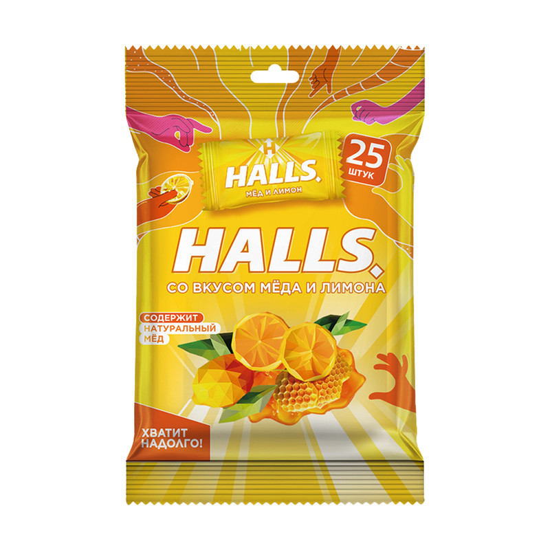 Карамель леденцовая, Halls, 68 г, 25 шт., в ассортименте