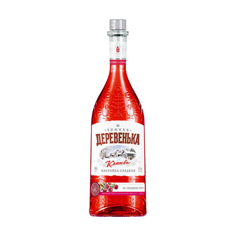 Настойка сладкая «Клюква», Зимняя деревенька, 19%, 0,5 л
