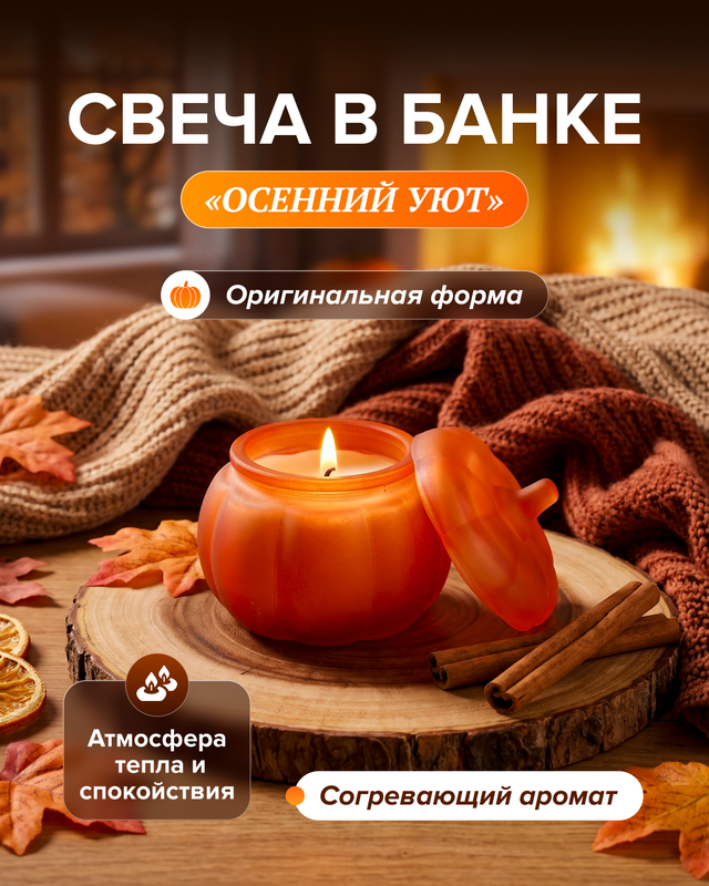 Свеча в банке «Осенний Уют», в ассортименте